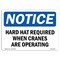 Signmission OSHA Sign, Hard Hats Req When Cranes Are Operating, 14in X 10in Plastic, 14" W, 10" H, Lndscp OS-NS-P-1014-L-13300 - alternate 1